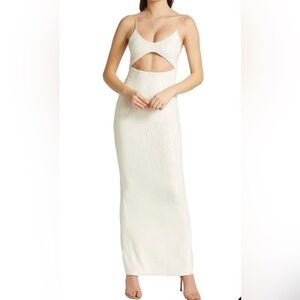 Alice + Olivia- White Sequin Cutout Maxi Dress